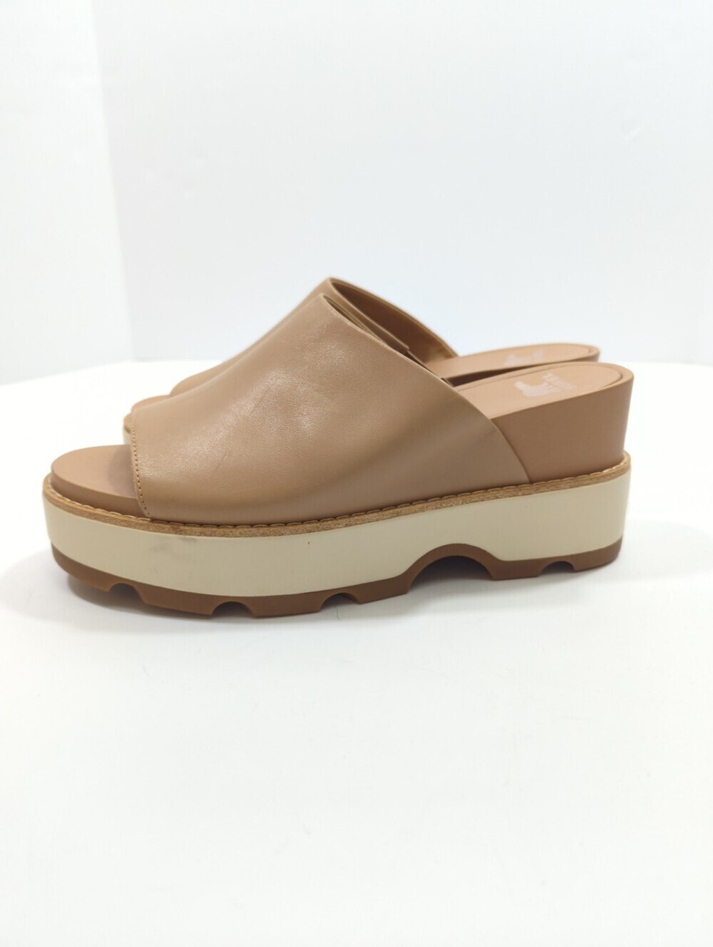 Sorel Platform Joanie IV Slide Wedge in Honest Beige and Cream